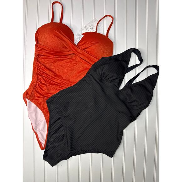 NWT Cupshe One Piece Swimsuit Glitter Ruched One-Piece Swimsuit BUNDLE Size M - Picture 2 of 7